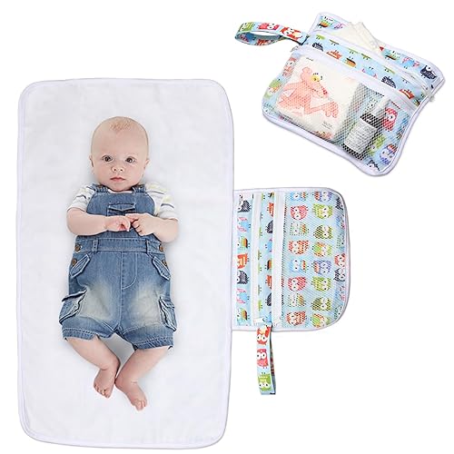 Teamoy Cambiador de pañales portátil, cambiador plegable para bebé con bolsillos, embrague de pañales portátil para bebé, tapete de cambio de