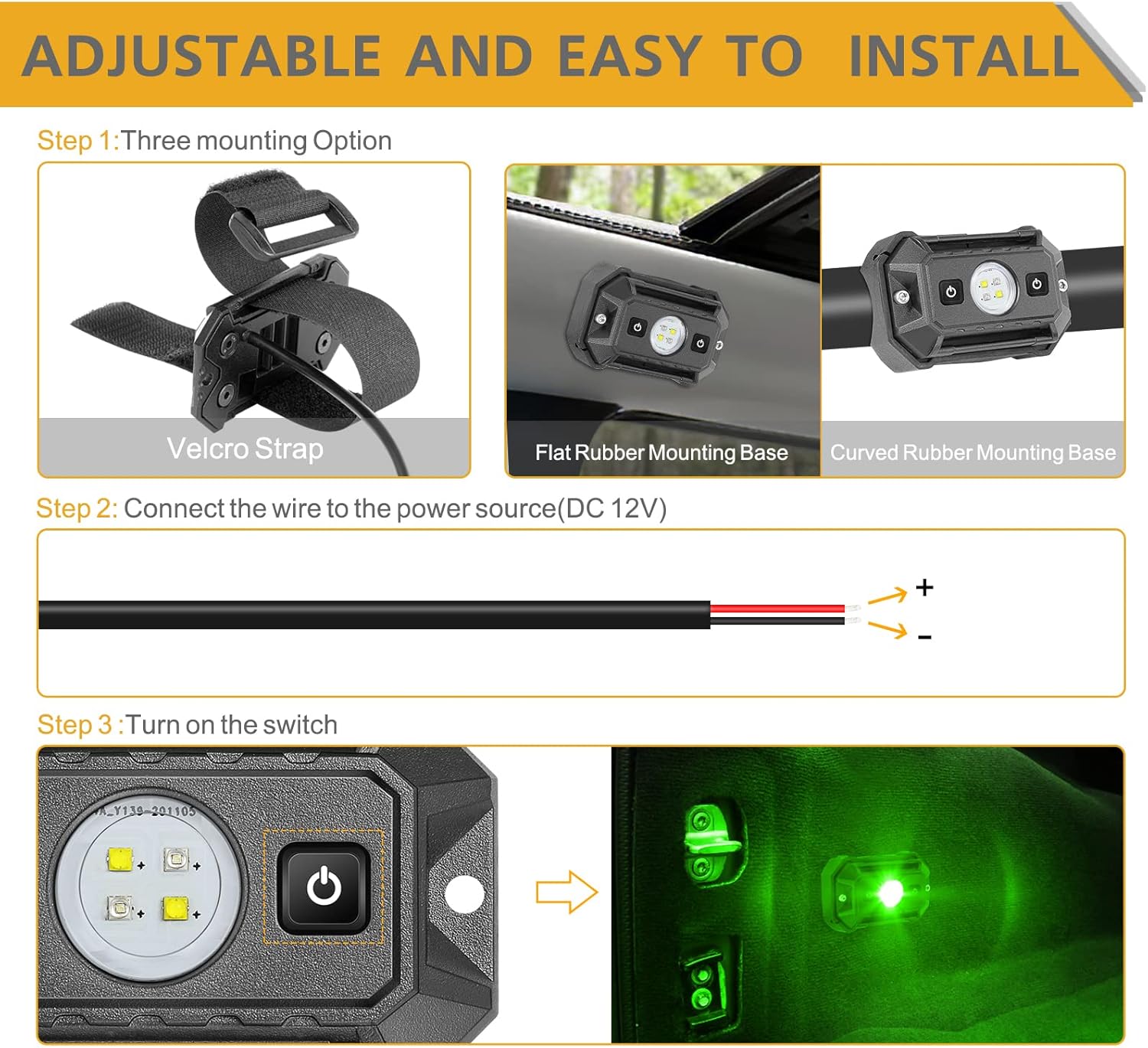 UTV Interior Dome Lights 12V Wired, Rfroad Lighting Universal Roll Bar Mount LED Lights Roll Cage Map Light Interior Lights for UTV ATV Golf Cart Trucks Bed RZR Polaris Off-Road - White/Green 2 Packs