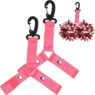 Pom Pom Holder Hanger with Snap Button, Cheerleading Backpack Cheerleader Team Tags Strap Accessories 2Pcs & Pink-Fit (Essential Cheer Bag Accessories/Dance/Sport Squad)