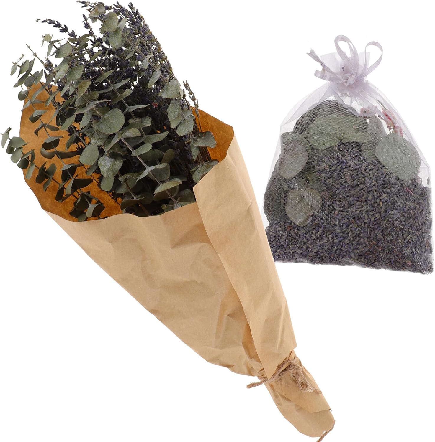 Dried Lavender Bouquet with Sachet Hanging Preserved Lavender Flowers Natural Fragrant Home Décor for Bathroom Shower Decoration