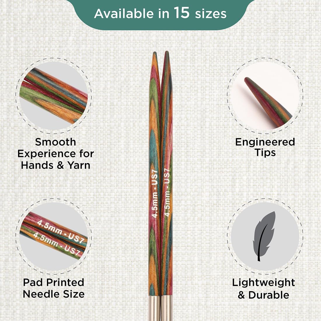 KNITPRO 4.5 mm Symfonie Interchangeable Special Circular Needles, Multi-Color