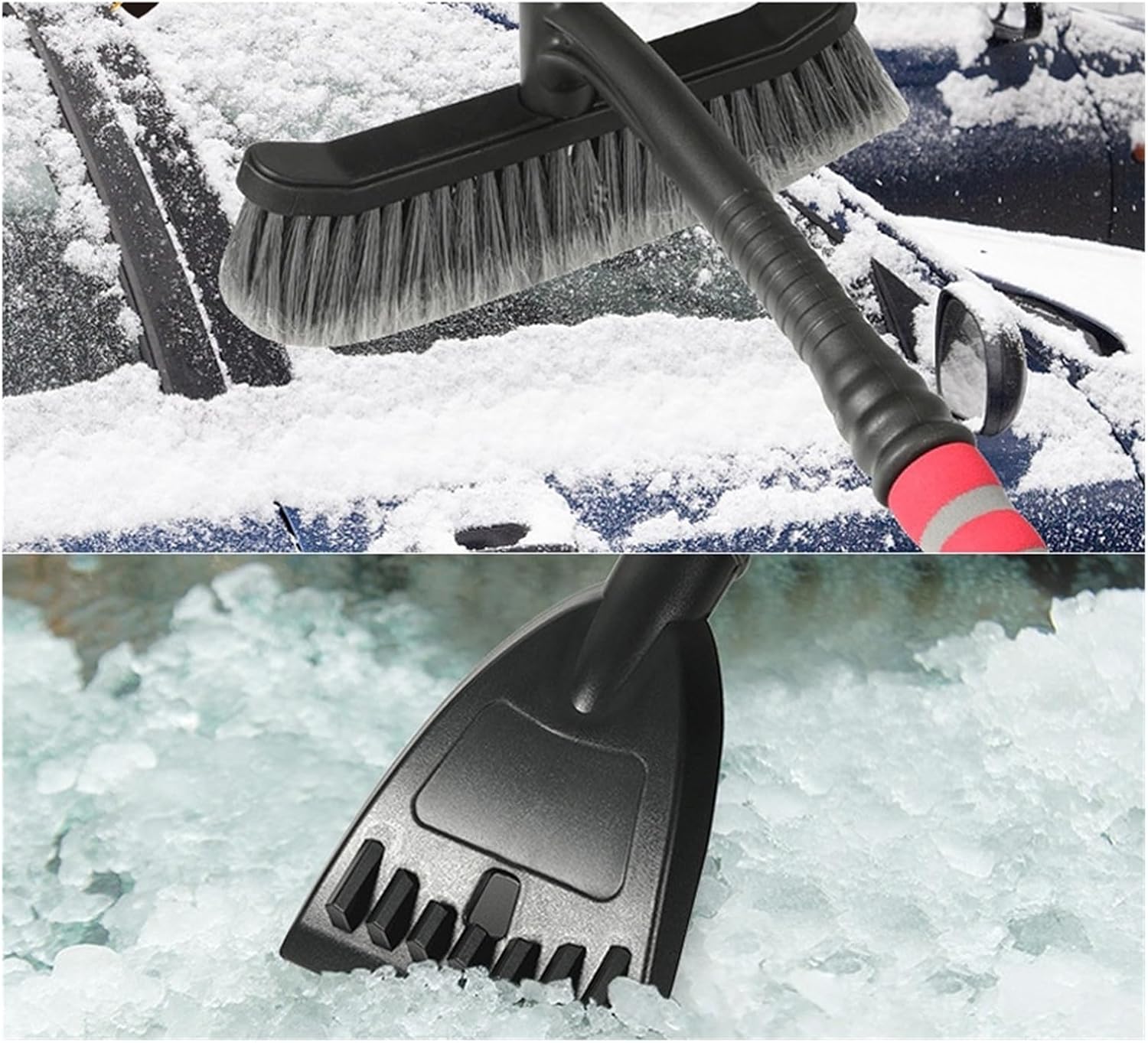 Car Snow Brush Windshield Scraper Cleaning Brushes Ice Removal Defrost Winter Shovel Remover Wash Tools Cleaner Window Squeegee(Red)