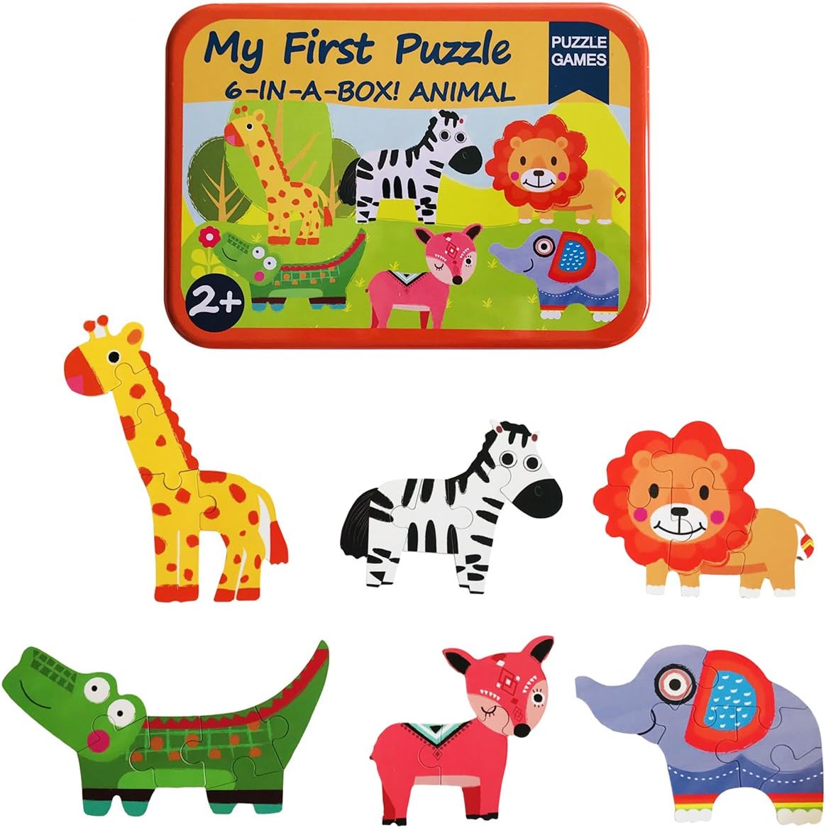Puzzle Games 6-In-A-Box! My First Animal Puzzle Set Wooden Jigsaw Puzzles For Boy & Girl Toddlers…