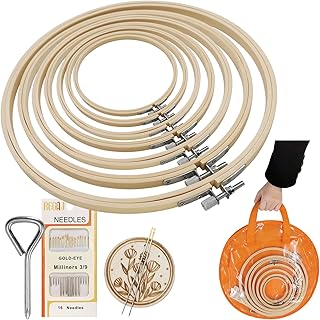 SNAIL GARDEN 7 Pcs 7 Größen Runde Stickrahmen Set,Bambus-Stickerei Ringe,Kreuzstich Hoop 8cm bis 23cm für Handwerk nähen m...