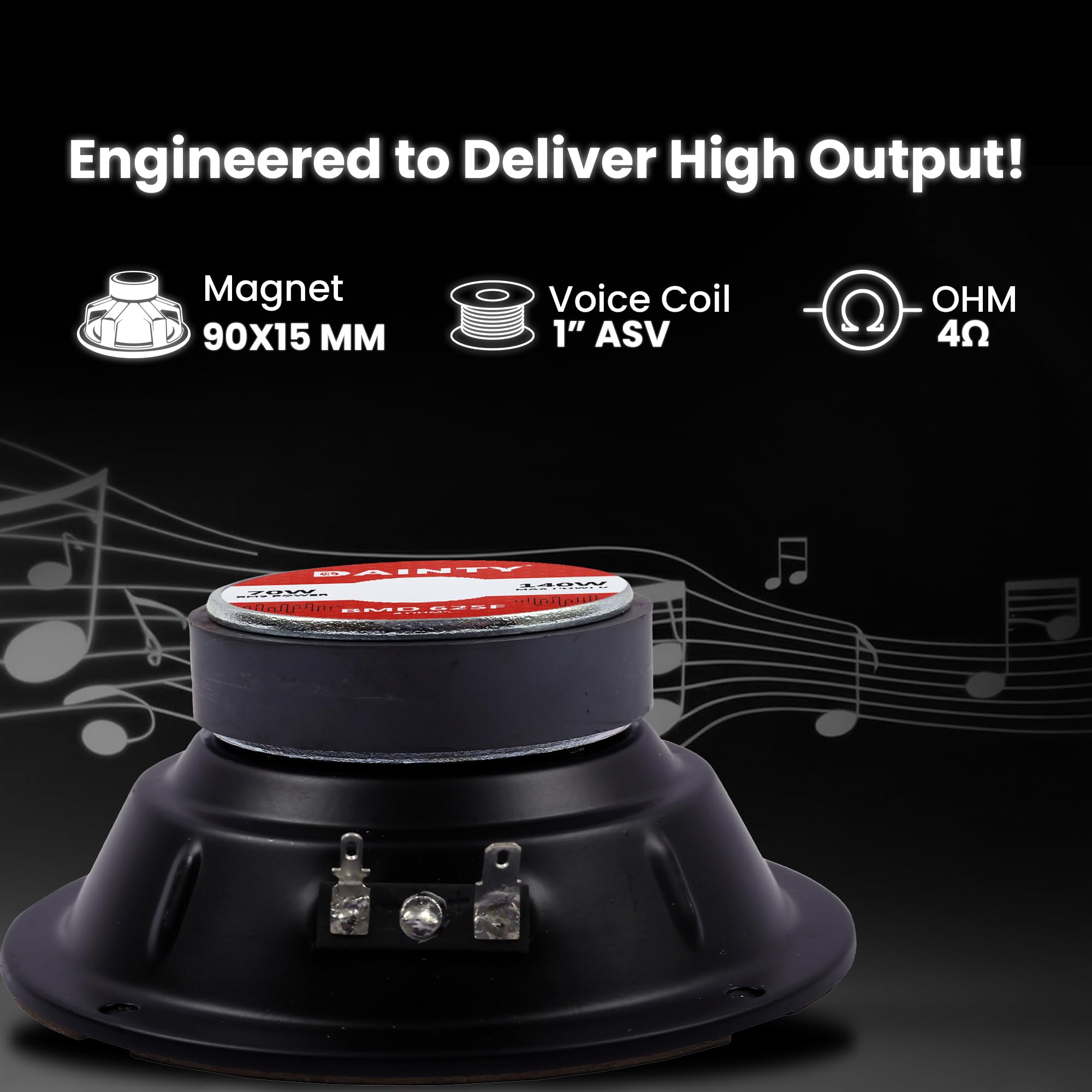 DAINTY Mid Range Speaker BMD625F | Size 6.5” Speaker | Power 90W