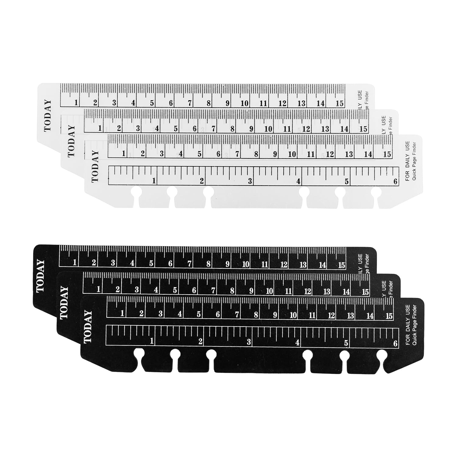 Tabanzhe Black And Transparent Journal Ruler 6Pcs Notebook Binder Ruler With Holes Book Marker For Binders Rulers For A6 Size 6-Ring Binder Notebook Journal Organizer(Black And Transparent)
