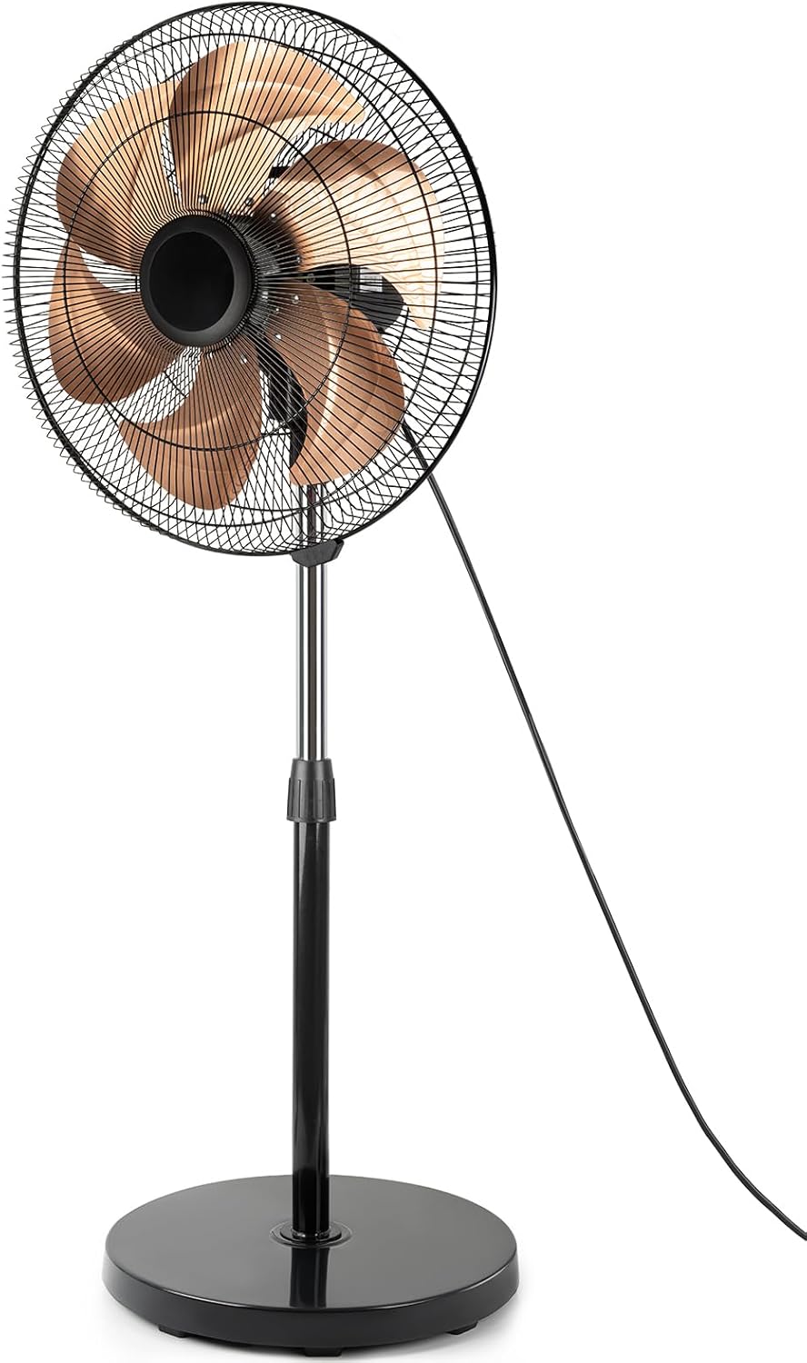 18 Inch Oscillation Pedestal Fan,Industrial Standing Fan with DC Motor,Adjustable Height(47.1"-55.1"),5 Speed,High Velocity Metal Fan for Industrial, Commercial, Residential, Greenhouse,Black