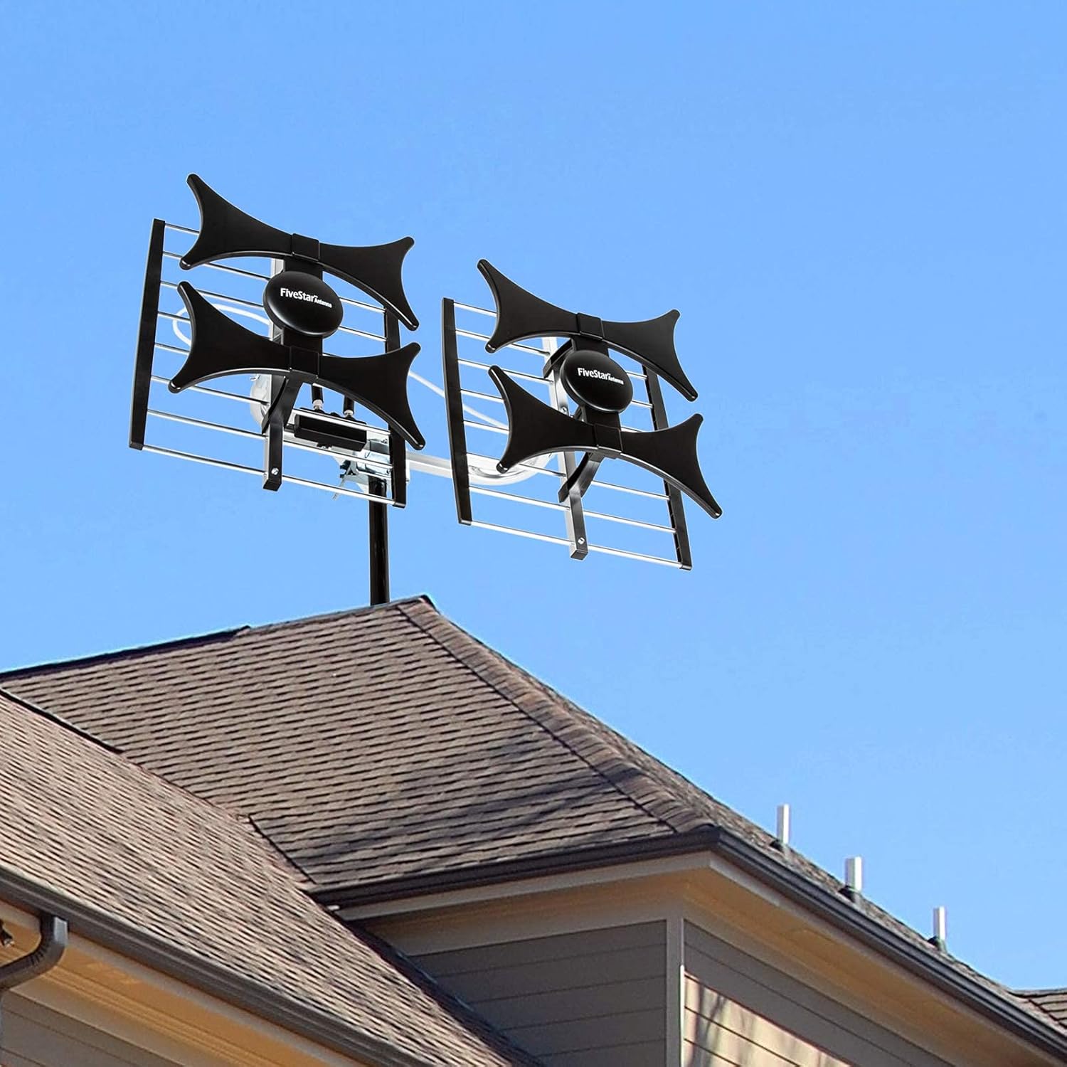 Five Star Multi-Directional 4V HDTV Antenna mounted on a roof