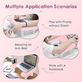 Manicure Arm Rest for Nails Tech: U-shaped Adjustable Nail Armrest - Pink PU Leather Hand Stand Rest for Manicurists