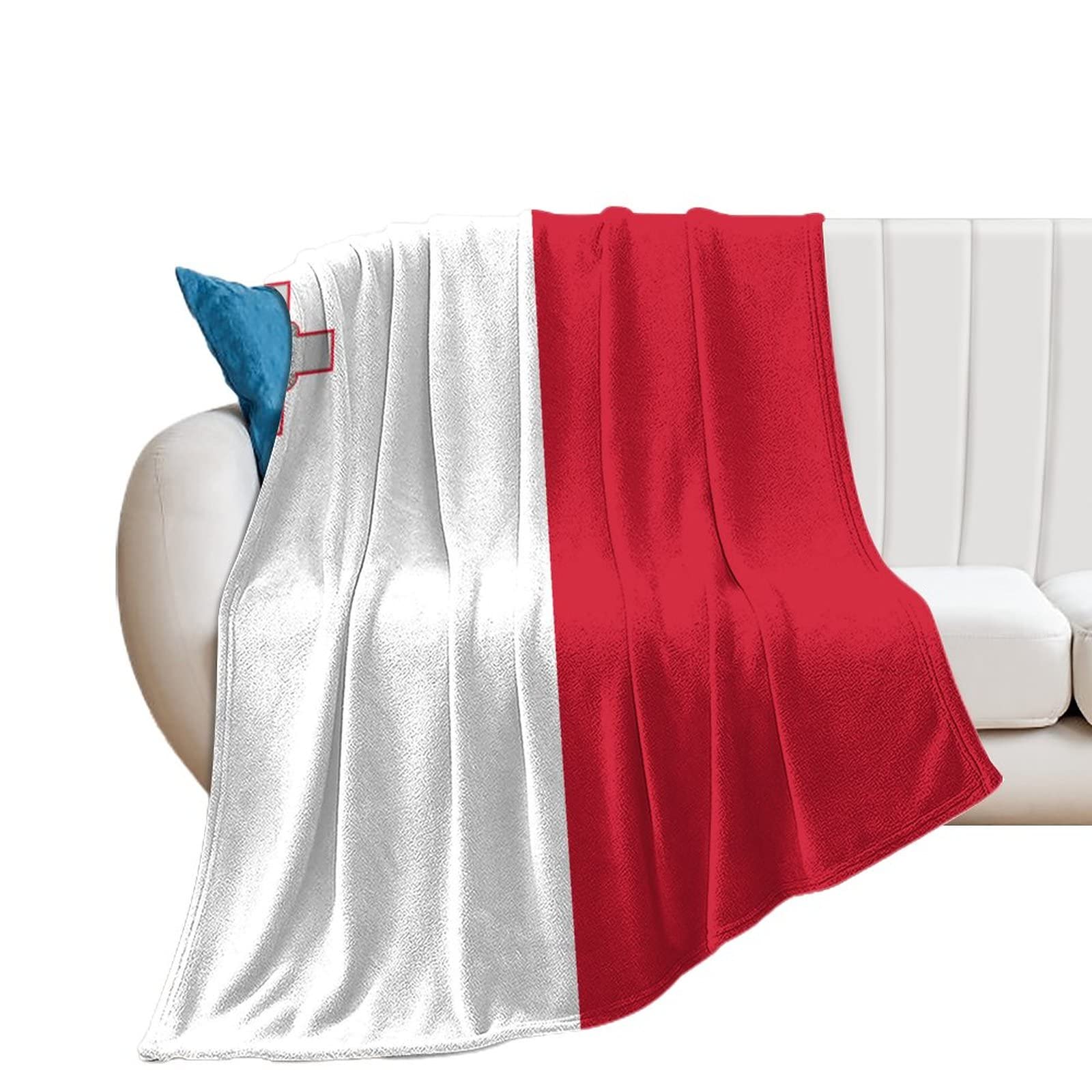 Couverture drapeau Malte flanelle chaude 178x203 cm pour vos soirées canapé