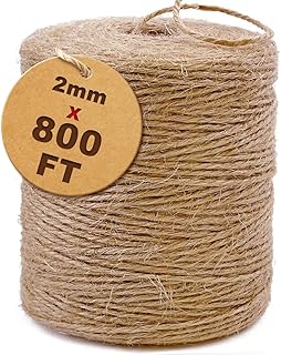 SMART&CASUAL 2mm Natural Jute Twine String Thin for Craft Plant Garden G...