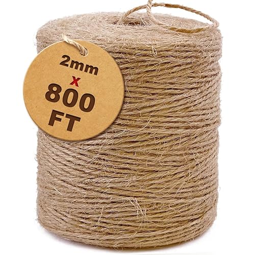 SMART&CASUAL 2mm Natural Jute Twine String Thin for Craft Plant