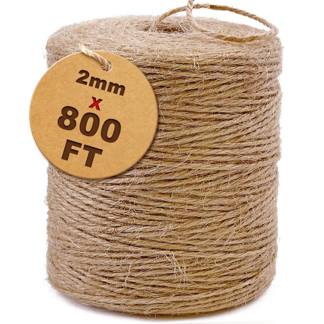 SMART&amp;CASUAL 2mm Natural Jute Twine String Thin for Craft Plant Garden Gift Wrapping Christmas Handmade Art Decoration Packing String Home Art Decoration (Brown) (800 Ft (244M))