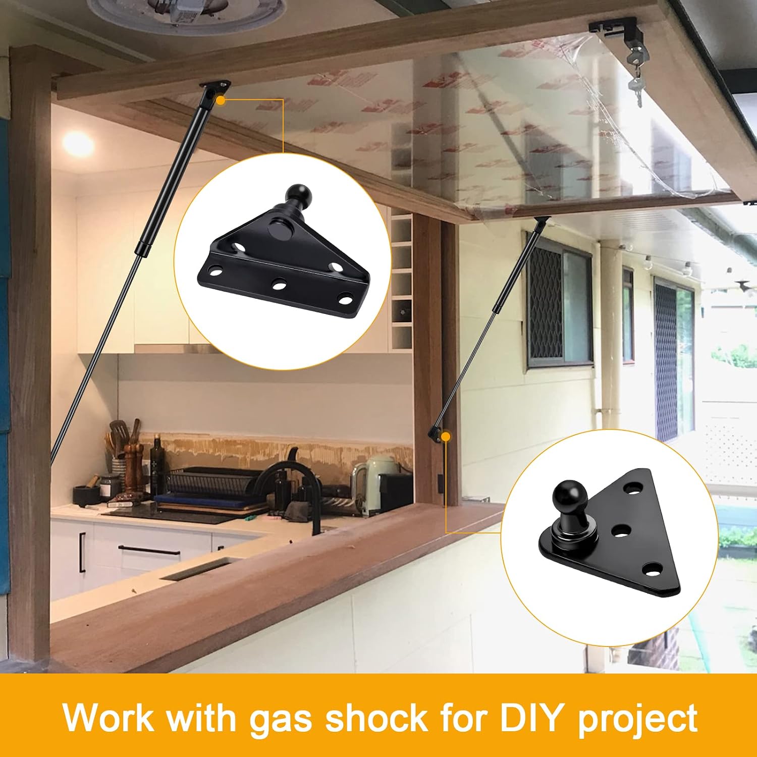 C16-11028 LGP6-120-40 12in 40lb/178N Gas Shock Strut Lift Supportand 10mm Ball Stud Mounting Bracket Bundle, 2 Set.
