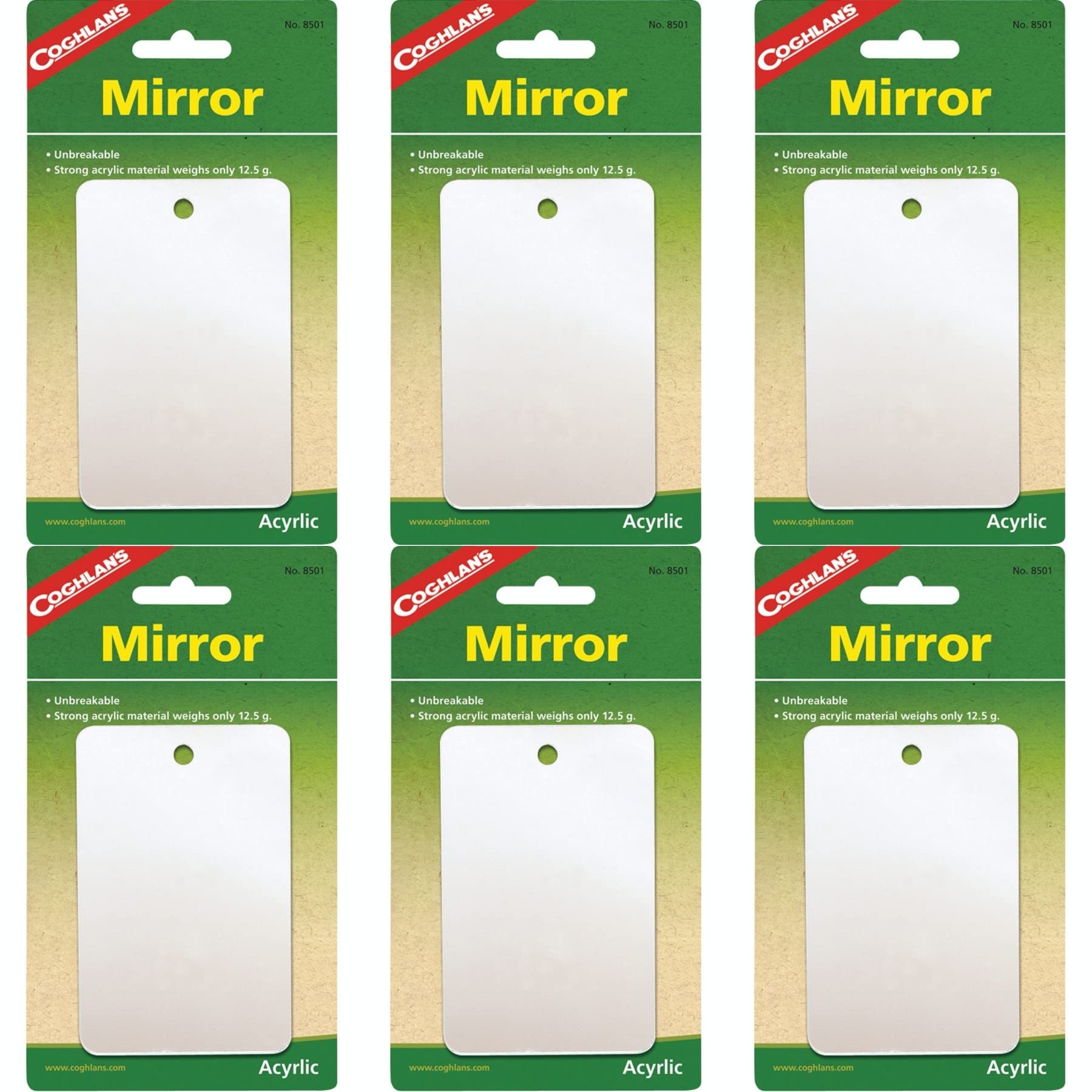 Coghlan de poids plume Miroir de survie Camp solide incassable Signal (6-pack)