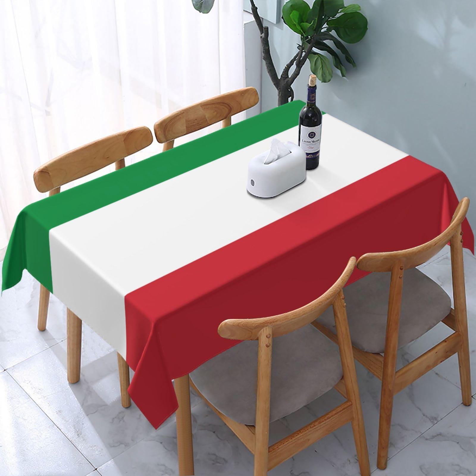Phayah White Italian Flag Pattern Tablecloth 54X72in Water And Resistant Easy Care Table Cloth For Party Buffet Family Gatherings Cafes