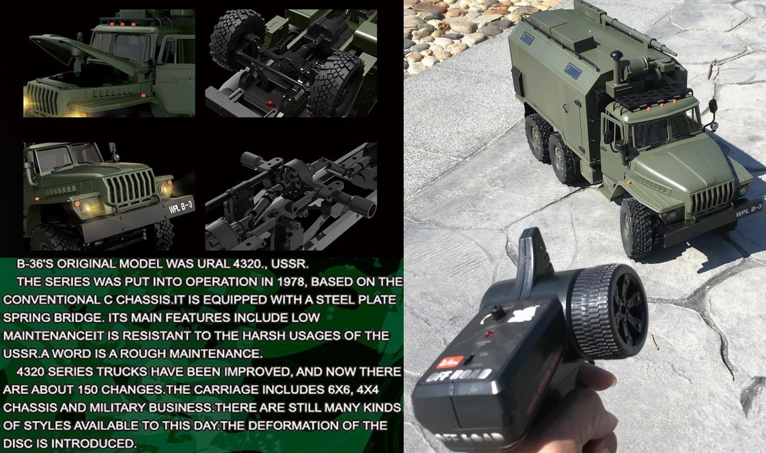 RTR RC LKW Militär Truck 2.4G B36 Ural 1:16 6WD Off-Road Fahrzeug Simulation Crawler Ferngesteuerter Lastwagen Militärlastwagen Kletterfunktion