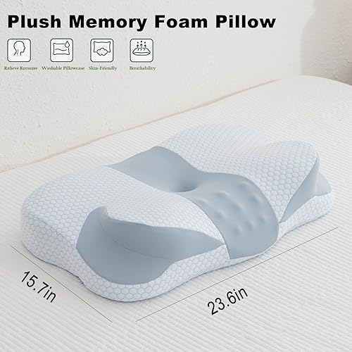 Miniatura 2 de Almohadas cervicales para el cuello para aliviar el dolor, almohadas ortopédicas suaves de espuma viscoelástica, almohada de apoyo de cuello de