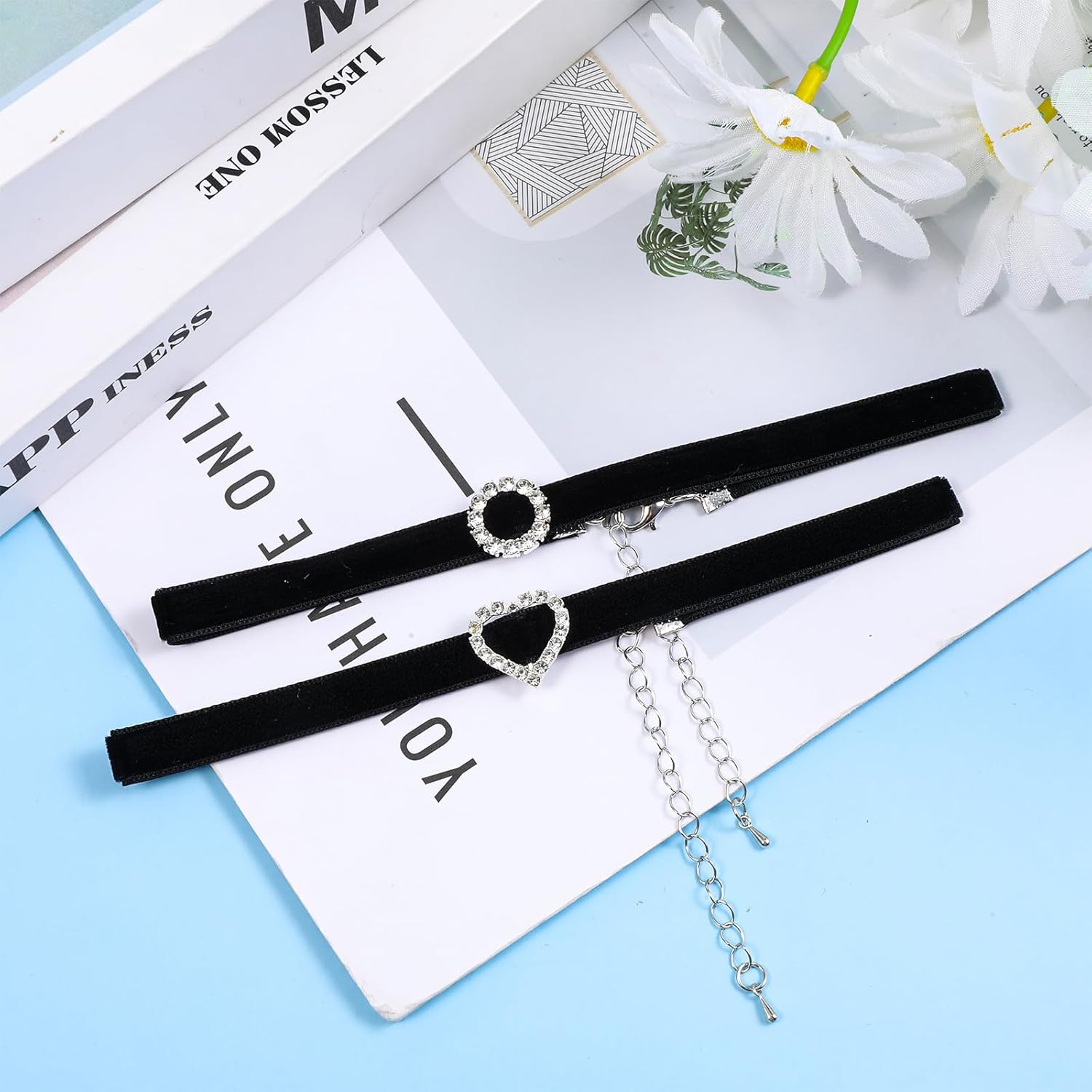 2 PCS Black Choker Necklaces for Women, Black Velvet Choker Necklace 90s Goth Chokers Heart Circle Chokers Necklace Adjustable Necklaces Jewelry Accessory for Valentines Day Halloween Cosplay Party - Image 6