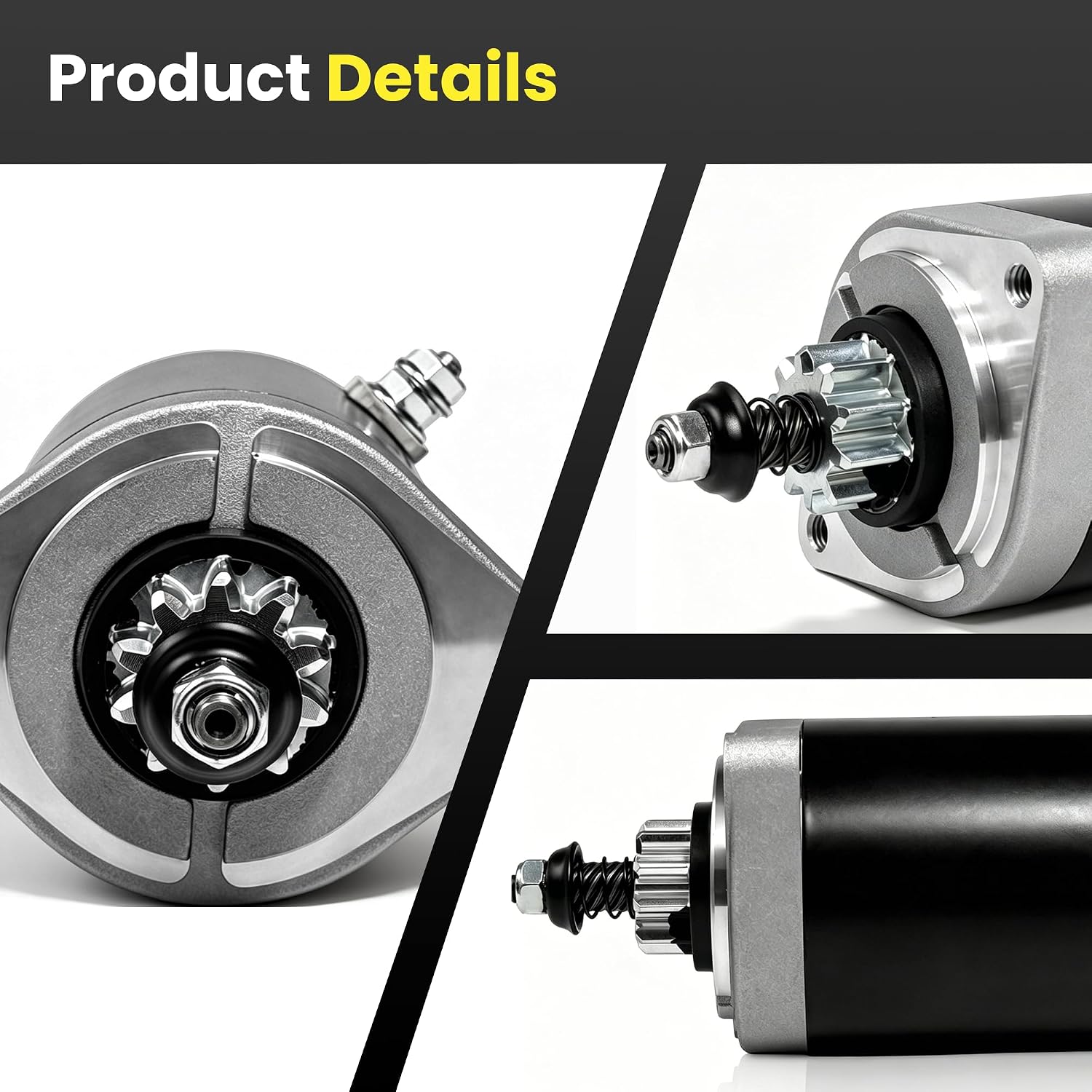 Starter Motor for Kawasaki FR730V FR691V FR651V FR600V FS691V FS651V FS541V, Cub Cadet Z-Force 48/54/60 RZT46/50 LTX1046/1050, Solid Metal Gear, OE# 5954 21163-0749/0743/0727