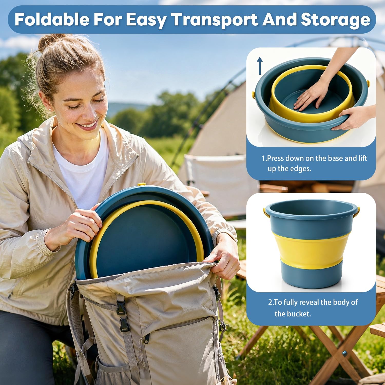 2026 Upgraded Portable Shower with Heater, 6000mAh Rechargeable Camping Shower Pump with LED Display, 3 Spray Modes 5 Gal Foldable Bucket, Outdoor Shower for Hiking RV Travel Pet Bath Car Washing
