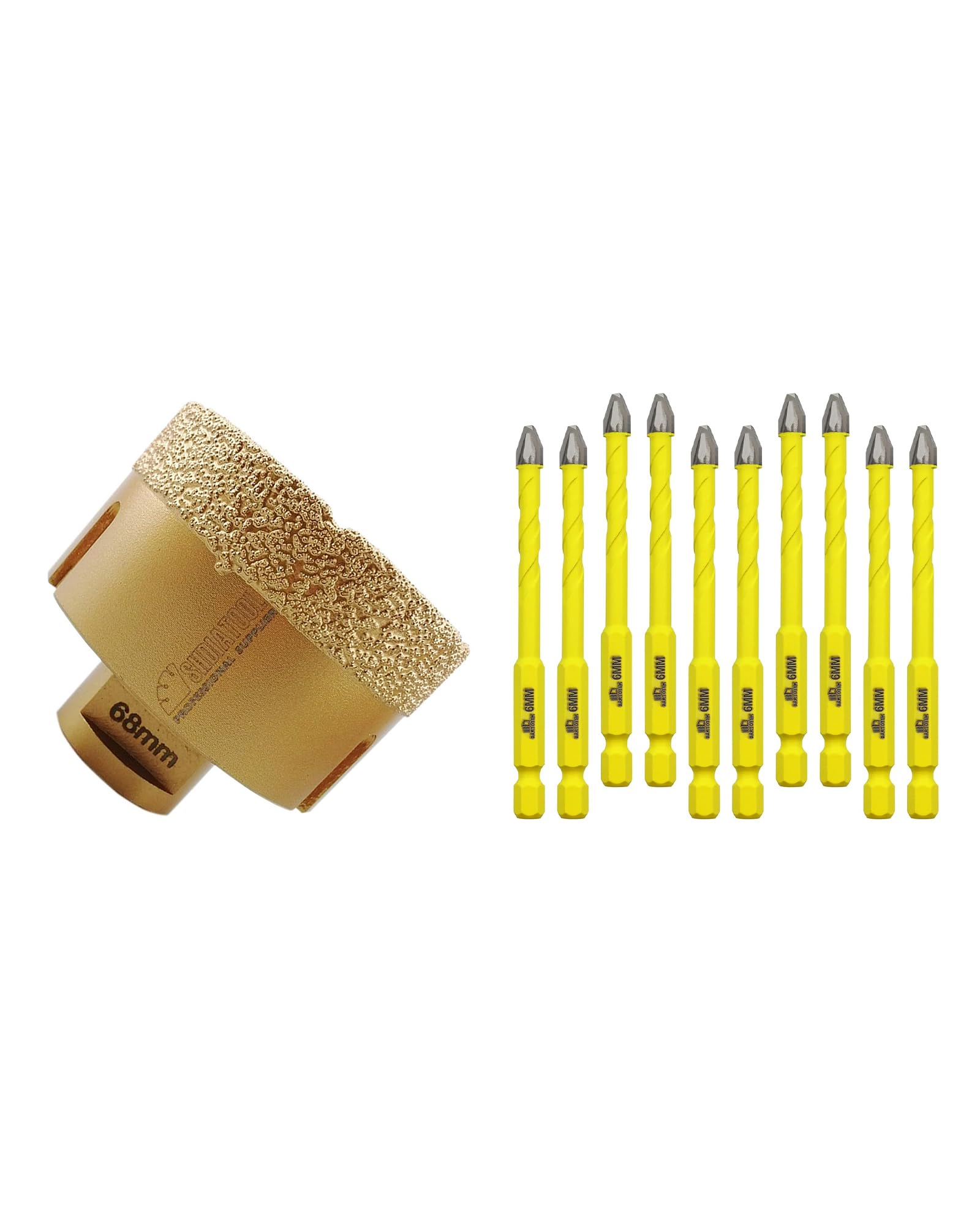 Forets diamant 68mm et foret excentrique 6mm SHDIATOOL pour perçage précis
