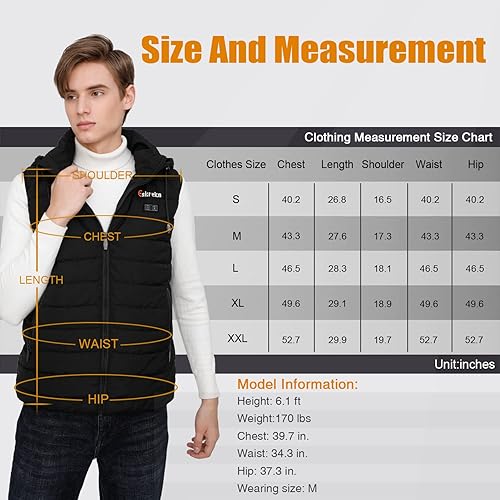 Miniatura 6 de Eskreka Heated Vest for Men with Hood, Lightweight Men's Heated Vest with Battery Pack Included Rechargeable Heating Jackets