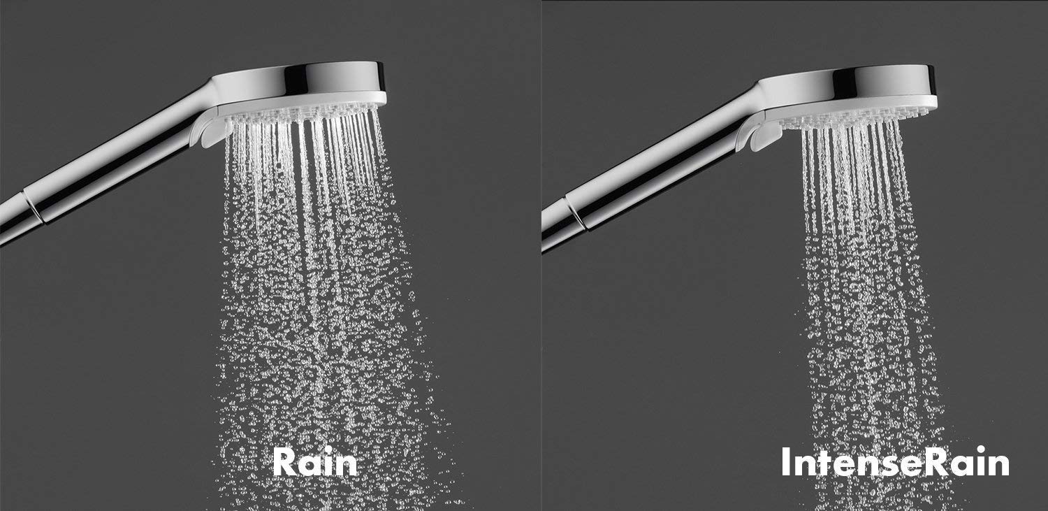 hansgrohe Crometta S - Colonne de douche avec mitigeur thermostatique, douche pluie 240 mm avec robinet, douchette, support, flexible de douche, barre et douche de tête ronde 1 jet, Chromé, 26781000