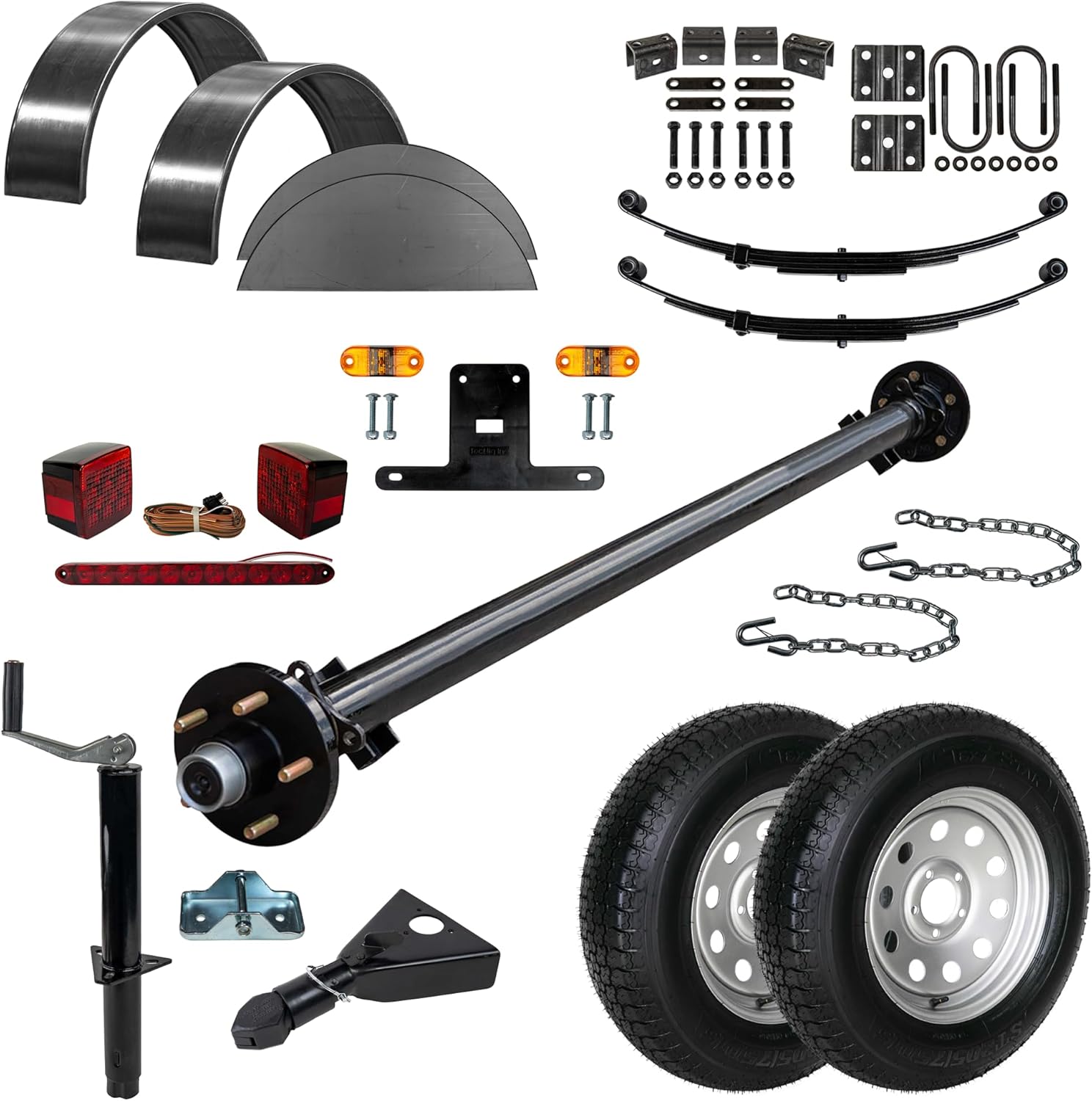 3500 lb TK Single Axle Trailer Parts Kit - 3.5K Capacity (Complete Original Series), 73" Hubface 58" Spring Center / 5x4.5 Bolt Pattern