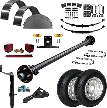 3500 lb TK Single Axle Trailer Parts Kit - 3.5K Capacity Complete Original Series, 73" Hubface 58" Spring Center / 5x4.5 Bolt Pattern