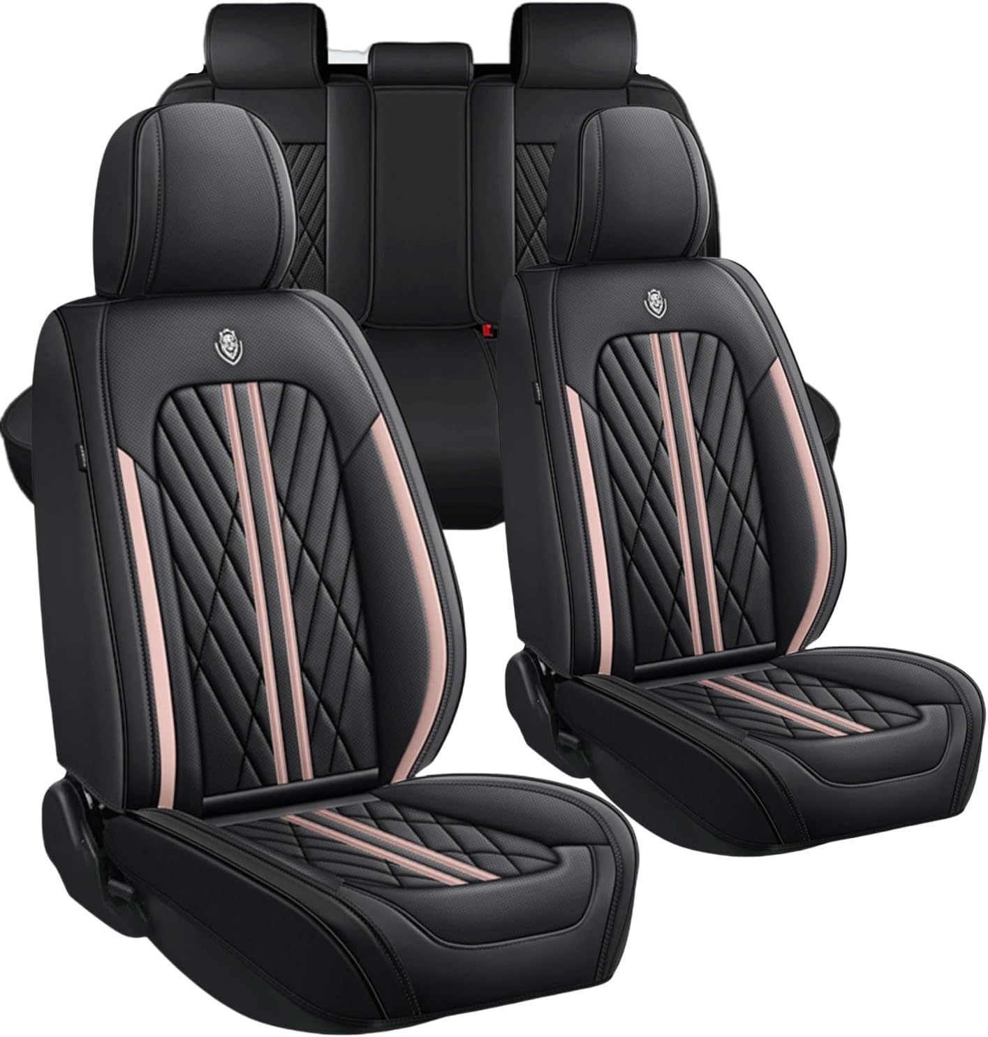 Premium Nappa Leatherette Car Seat Cover Set Custom Fit for Honda CR-V CRV 2000-2023 2024 2025 2026 Water-Proof Breathable Faux Leather Seat Cushion Protectors (Front 2 Seats,Grey Line)