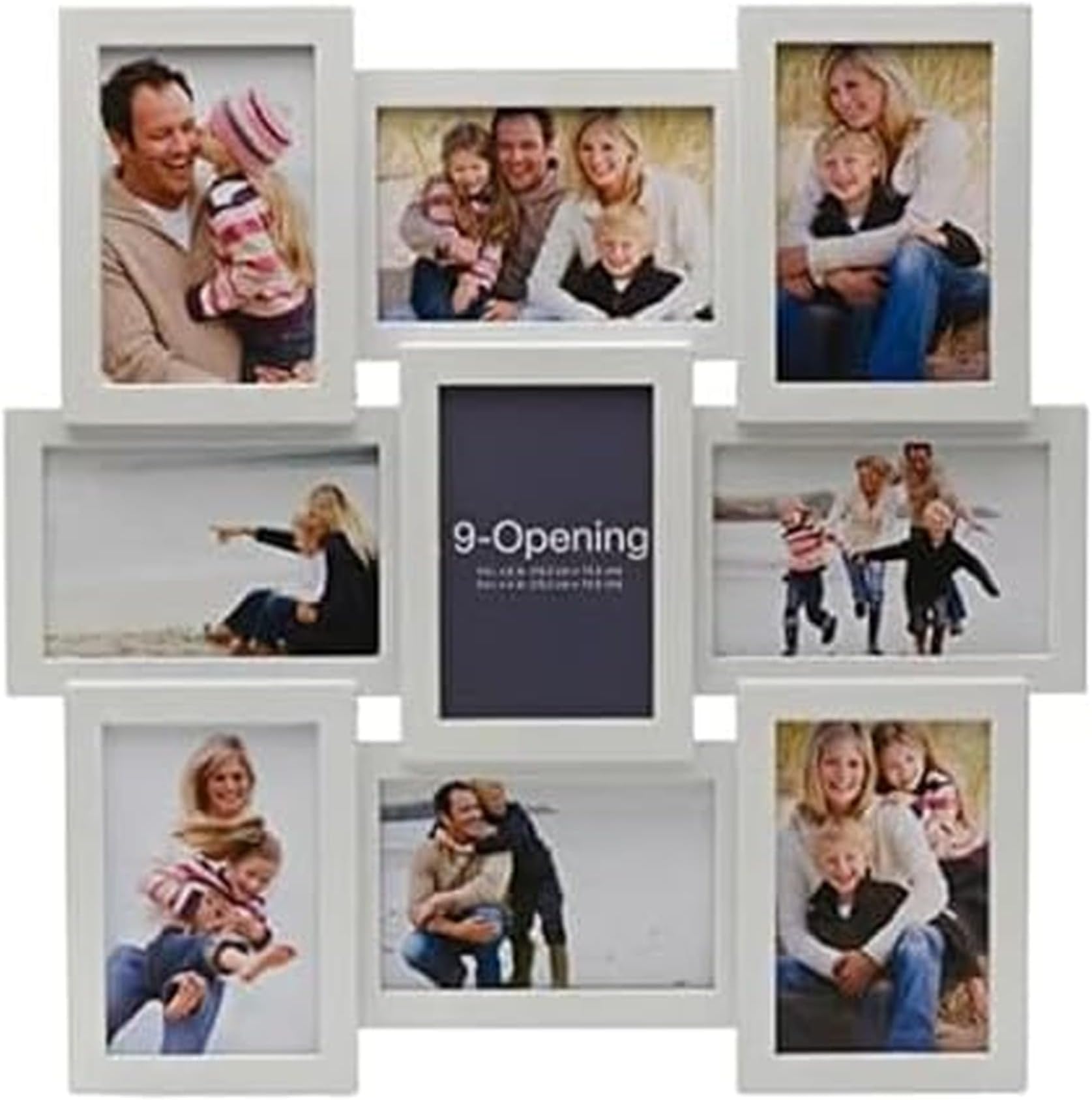 MELANNCO 18 x 18 Inch 9 Opening Photo Collage Frame, Displays Four 4x6 and Five 6x4 Inch Photos, White