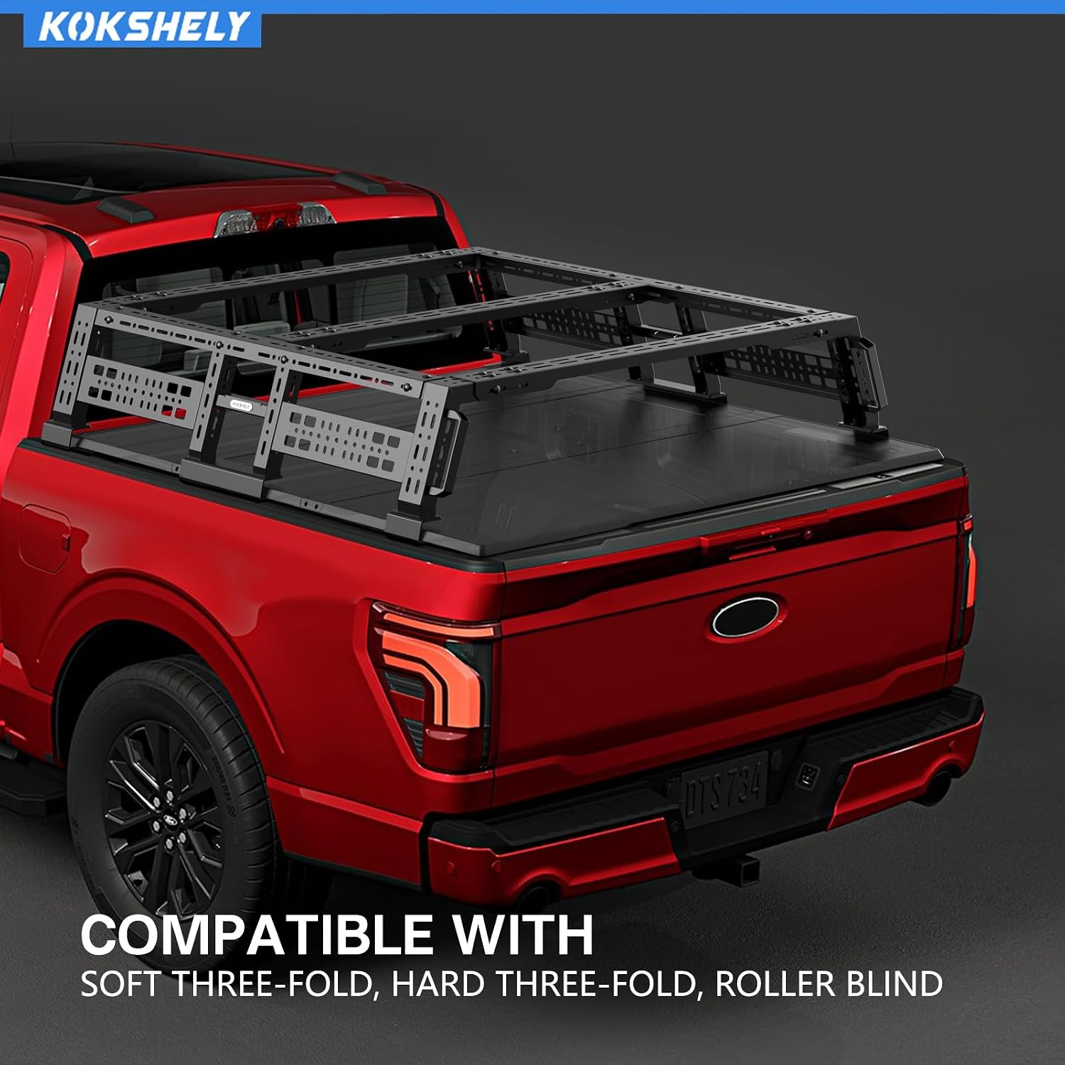 Overland Truck Bed Rack for Full-Size & Mid-Size Trucks/Adjustable Truck Cargo Carrier/Tacoma Bed Rack, Fit for Tundra, Ram 1500 & HD, F-Series, Ranger, Silverado, Titan & XD,Gladiator