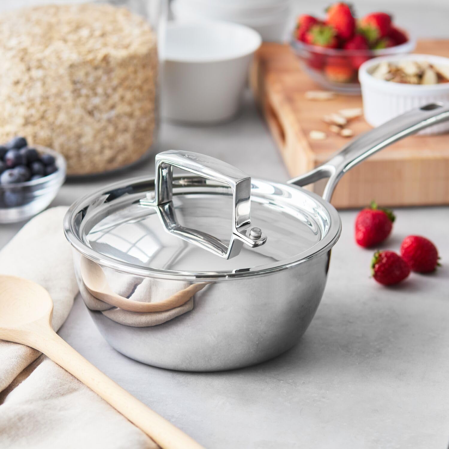 Sur La Table Classic 5-Ply Stainless Steel Saucier, 2 qt, Silver