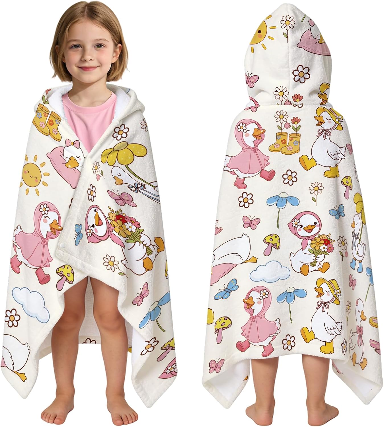 Goose Hooded Beach Towel for Animal Lover, Beach Towels with Hood for Son Daughter, Soft Bath Towels for Pool Bath Travel Swim, Lightweight Wearable Bath Towel, Birthday Gift 30×50 in