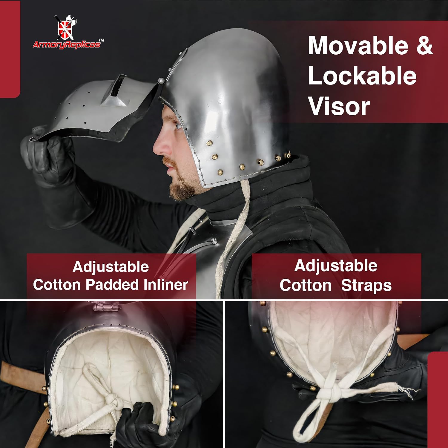 Armory Replicas™ Viking & Medieval Helmet Collection | 16–18 Gauge Steel with Leather Liner & Chainmail