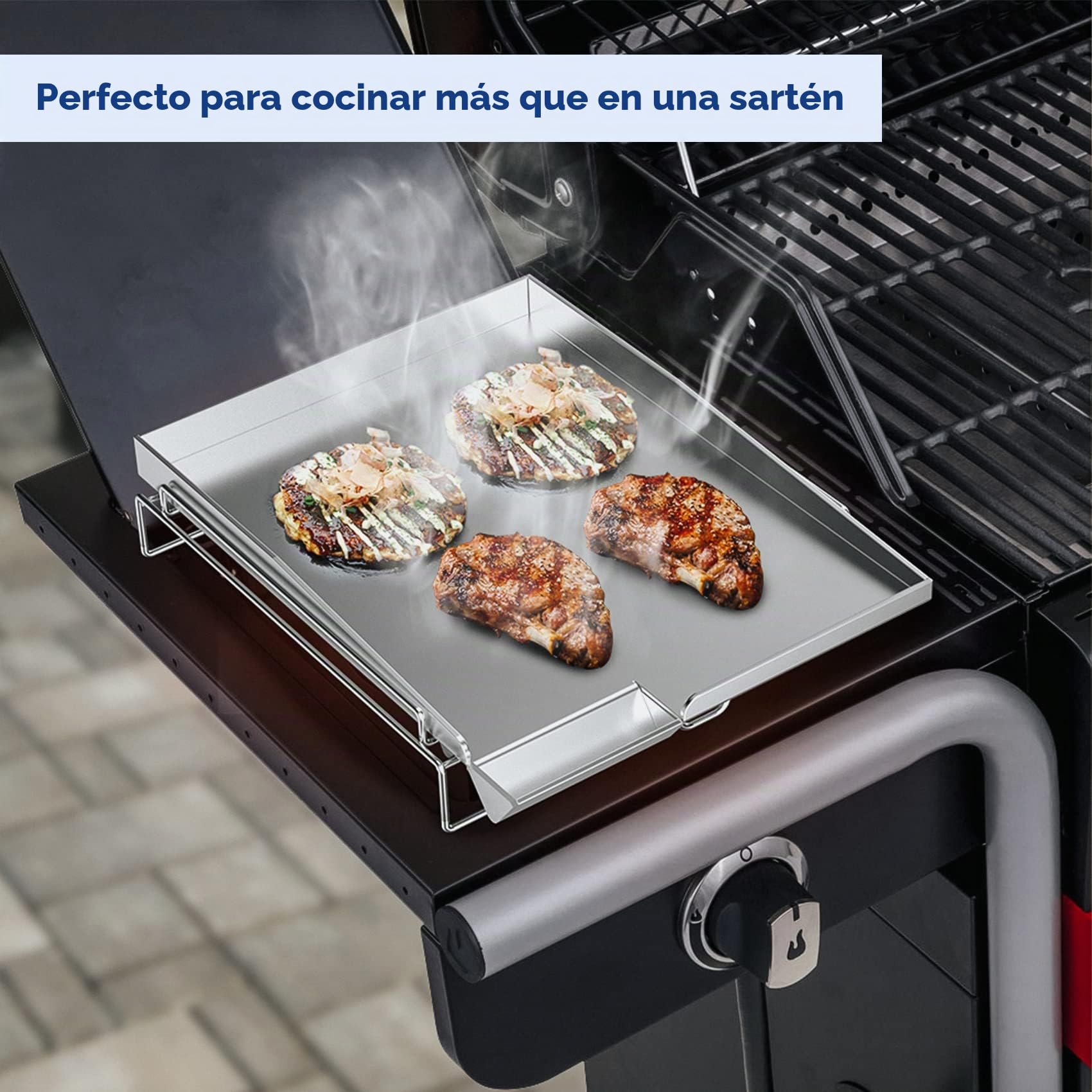 onlyfire Plancha Universal de Acero Inoxidable para Quemador Lateral, para Casi Todas Las Parrillas de Gas