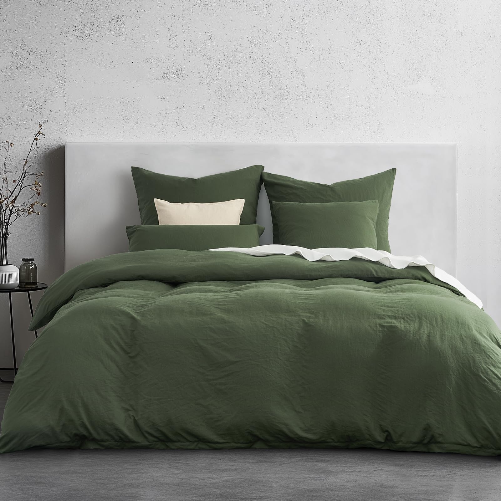 Duvetnova 155x220cm Bettwäsche 3 teilig Grün Superweiche Vorgewaschene Mikrofaser Baumwollähnlich ÖKO-TEX 1 Bettbezug 155x220+2 Kissenbezüge 80x80-alle mit Reißverschluss Bettwäsche Aesthetic