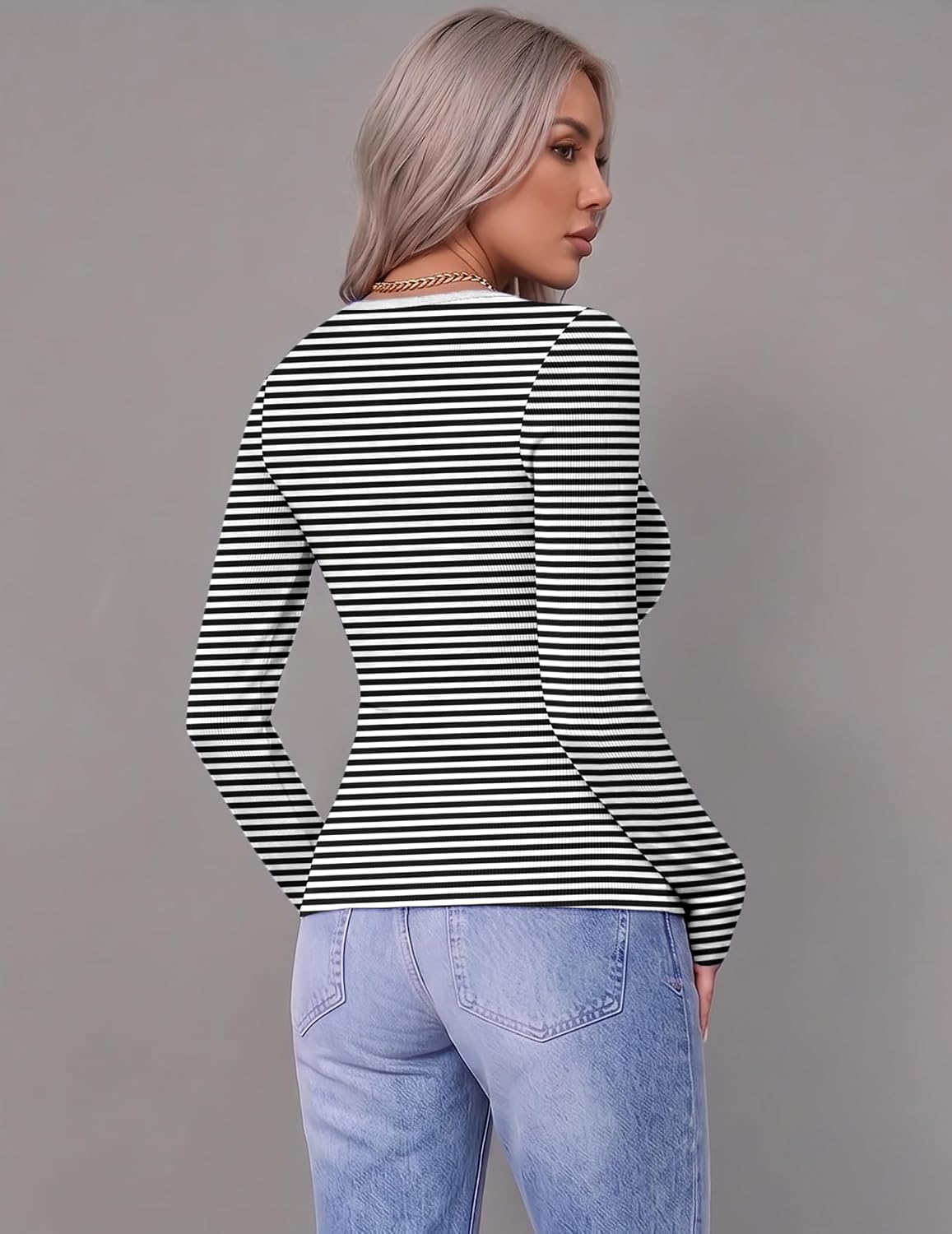 Zeagoo Women Long Sleeve Tops Crewneck Ribbed Knit Fitted Tshirts Dressy Casual Basic Tee 2026 Summer Fall Clothes