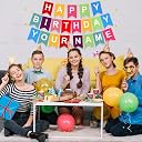 Party Propz Customized Birthday Banner - 60 Pcs, Happy Birthday Banner With Name, 1 HBD Banners, 56 Pcs Name Letters for Bday Decoration and 3 Ribbons (Cardstock) gallery image