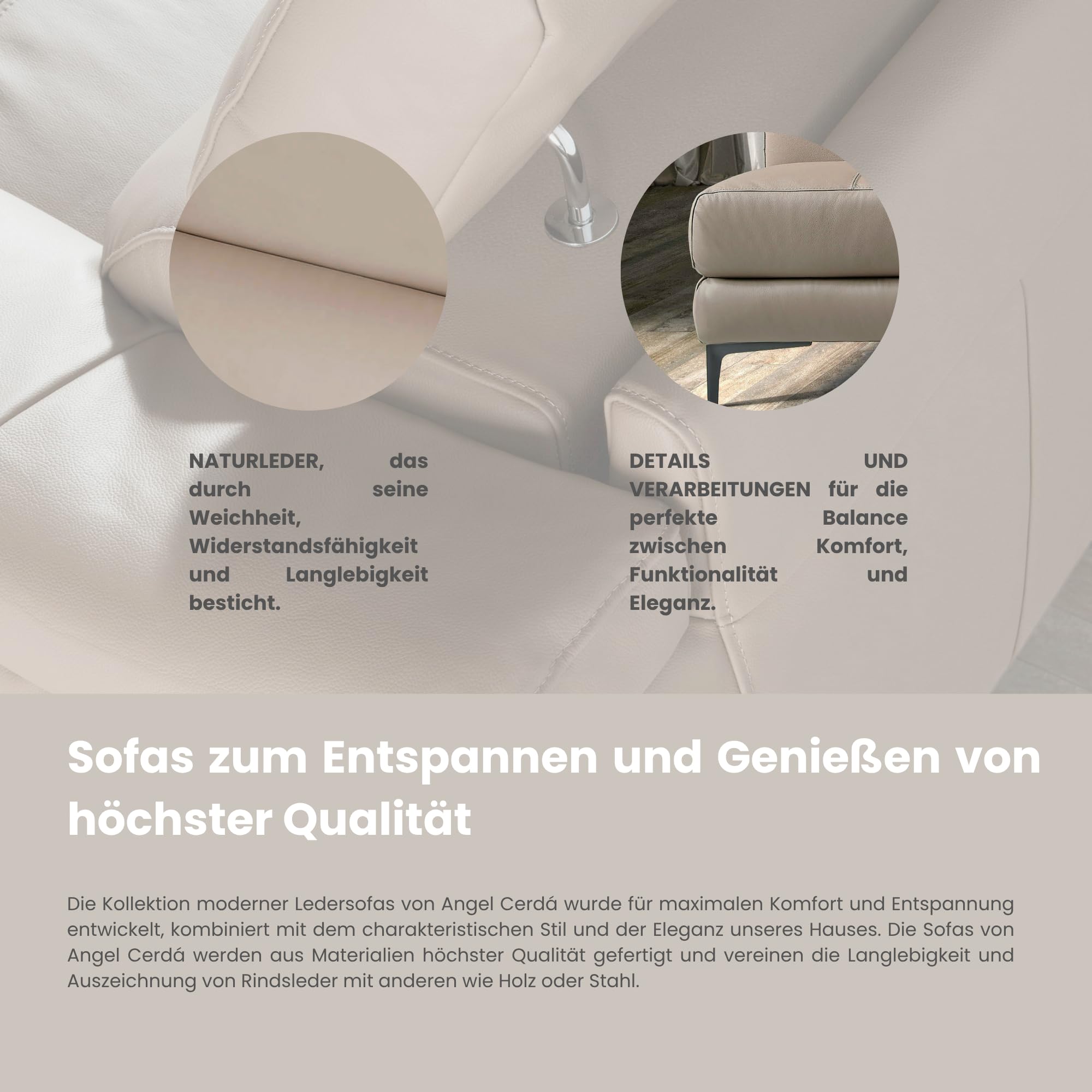 Angel Cerdá - Sofa Modern Ecksofa 5-Sitzer Links Leder Nerz