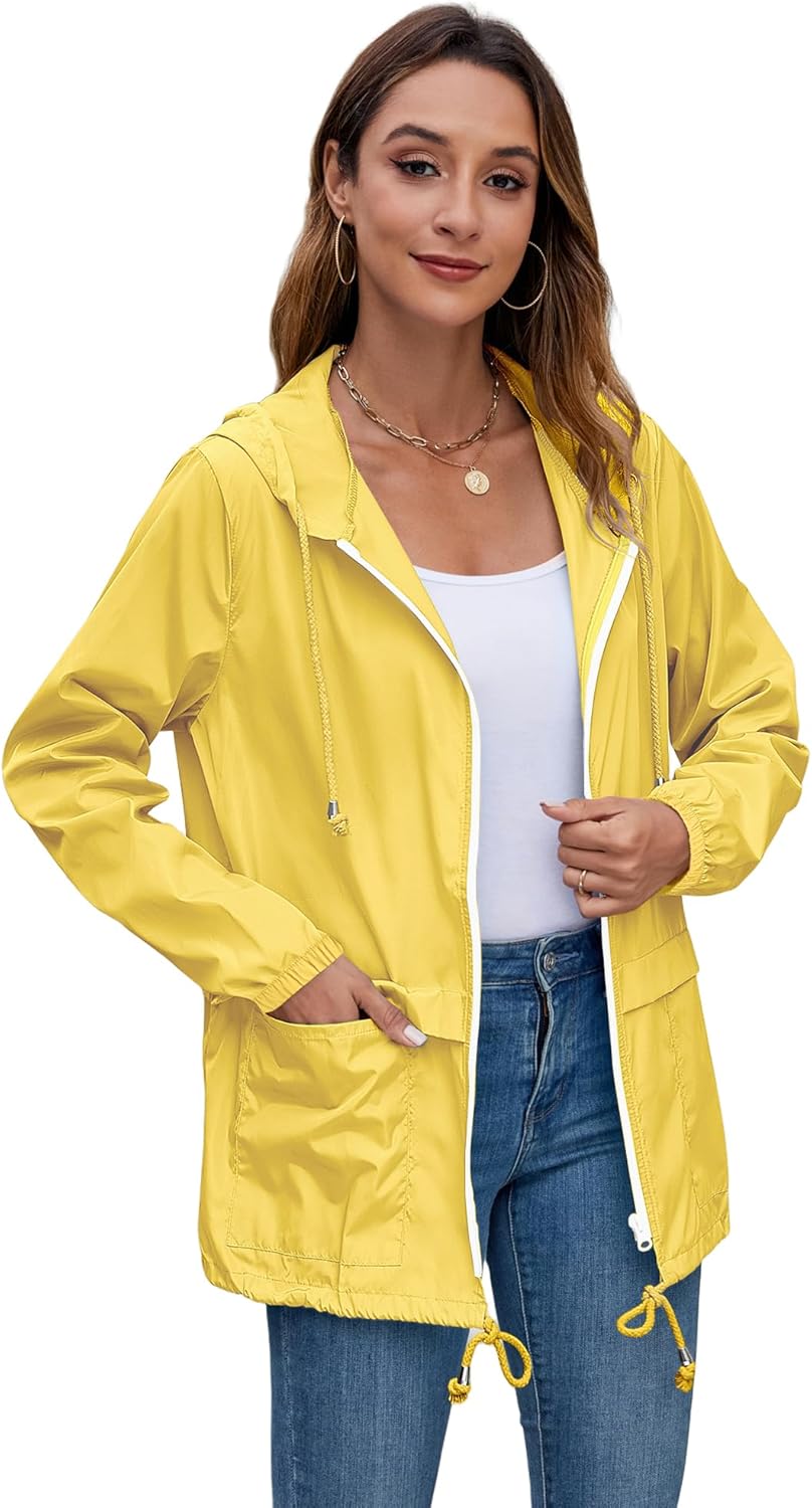 Hount Women's Lightweight Hooded Raincoat Waterproof Packable Active Outdoor Rain Jacket (S-3XL) - Image 2