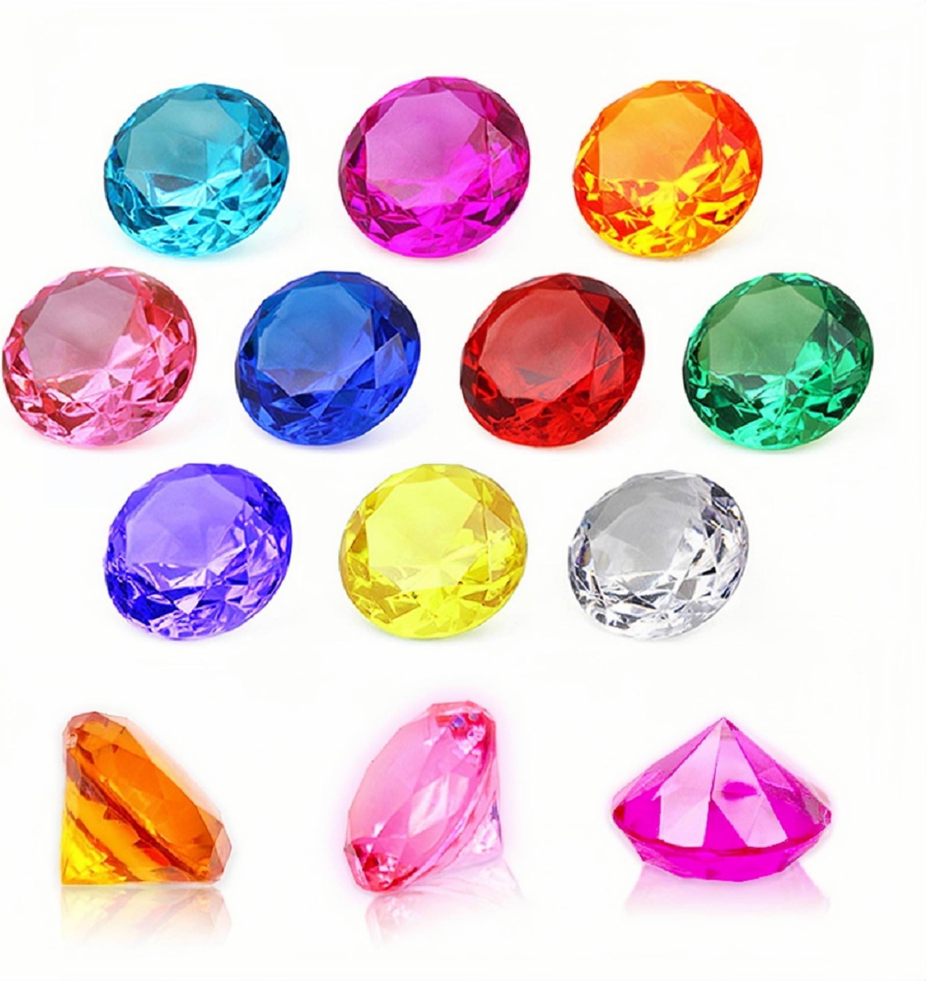 NLR [20pcs 4cm] Big Size Kids Diamond Toy, Acrylic Gem Set, Pirate Treasure Hunt Toy | Easter Egg Filler | Diving Instructor | Party Favors, Gift for Birthday/Christmas/Easter Prizes