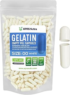 XPRS Nutra Size 00 Empty Capsules - 100 Count Empty Gelatin Capsules - DIY Capsule Filling - Fillable Pill Gel Caps for Do-It-Yourself Supplements (White)