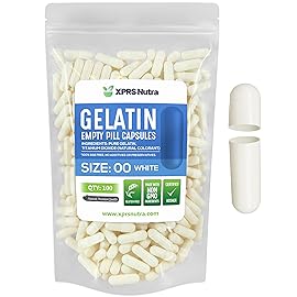 XPRS Nutra Size 00 Empty Capsules - 100 Count Empty Gelatin Capsules - DIY Capsule Filling - Fillable Pill Gel Caps for Do-It-Yourself Supplements (White)