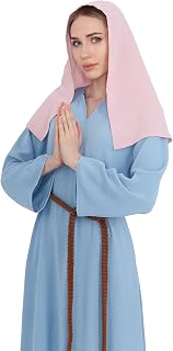 Biblical Peasant Costume Peasant Virgin Mary Blue Dress Robe for Womens With Purple Veil Medieval Costume