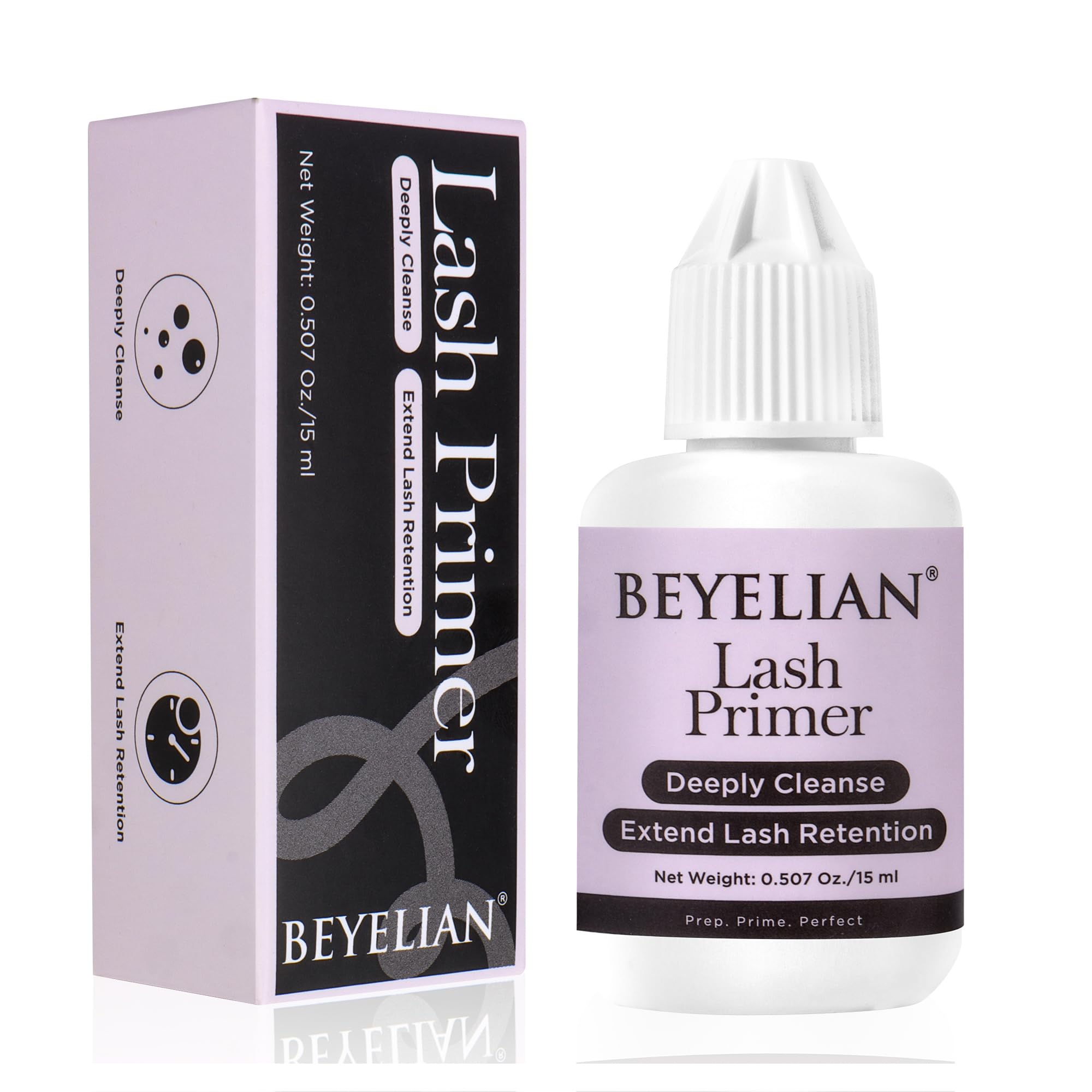 BEYELIAN Lash Primer for Eyelash Extensions 15ml Lash Extension Primer Pre-Treatment Protein Clean Natural Lashes Easy to Removes Proteins and Oils
