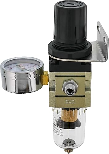 Master Airbrush Mini regulador de presión de diafragma resistente con manómetro y filtro de trampa de agua, trampa de humedad para compresor de aire