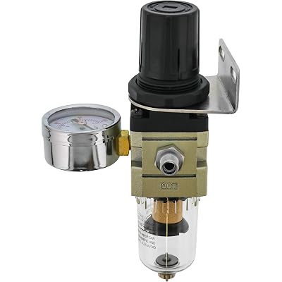 Master Airbrush Heavy Duty Diaphragm Mini Pressure Regulator with Gauge and Water Trap Filter - Moisture Trap for Airbrush Air Compressor with Precision Control and Easy Drain Valve