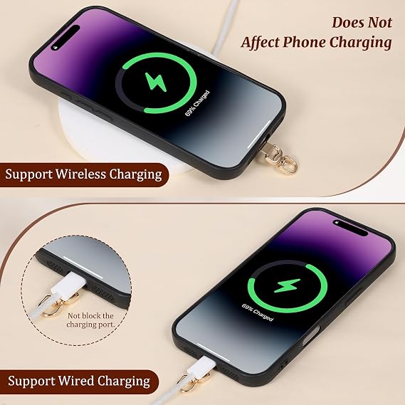 Vin Beauty 4 PCS Phone Tether Tab, 360 Rotatable Cell Phone Lanyard Patch Ultra-Thin Universal Stainless Steel Phone Lanyard Tab Metal Replacement Patch for Cell Phone and Most Smartphones